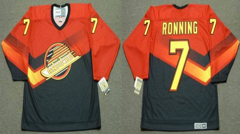 2019 Men Vancouver Canucks 7 Ronning Orange CCM NHL jerseys